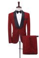 Kyler Bespoke Shiny Red Shawl Lapel One Button Close Fitting Men Suits