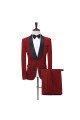 Kyler Bespoke Shiny Red Shawl Lapel One Button Close Fitting Men Suits