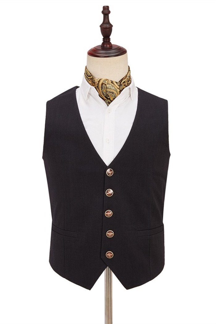 Fashion Khaki Notch Lapel Three Pieces Men's Suit with Dark Coffee Waistcoat