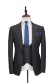 Classic Dark Gray Plaid Peak Lapel Three Pieces Men's Suit with Double Breasted