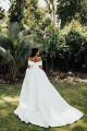 Gorgeous Off-the-shoulder A-line Satin Beading Appliques Wedding Dresses