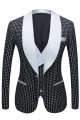 Shane Black Dot Close Fitting Shawl Lapel Wedding Tuxedo for Men