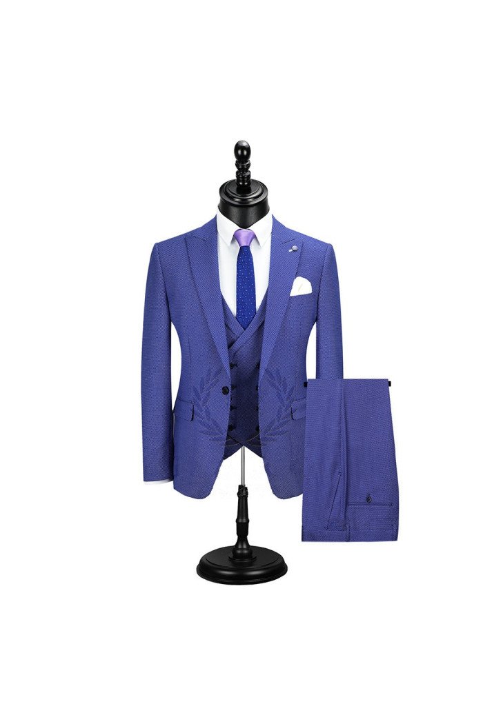 Jaiden Blue Peaked Lapel Close Fitting Men Suits 