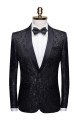 Black Jacquard Dinner Suits for Men | Formal Shawl Lapel One Button Blazer