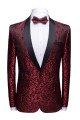 Burgundy Paisley Tuxedo Jacket | Glamorous Jacquard Blazer for Prom
