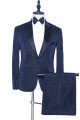 Cool Sparkly Dark Navy Peaked Lapel Stylish Men Suits for Prom