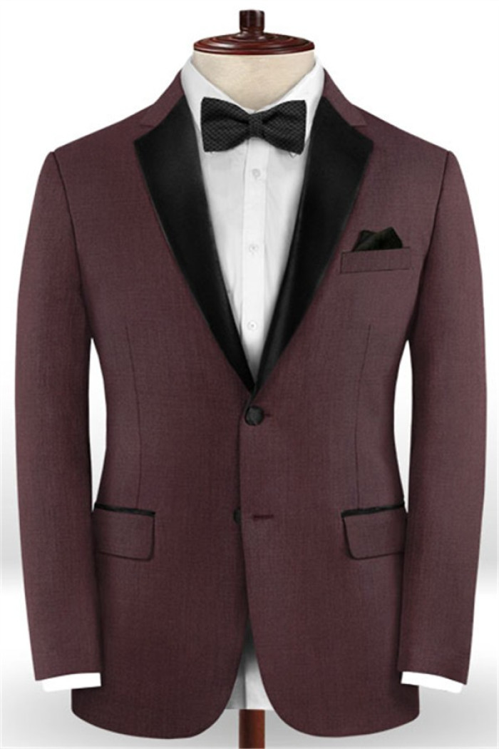 Sincere Burgundy Two Button Men Suit | 2 Pieces Business Men Wedding Suits