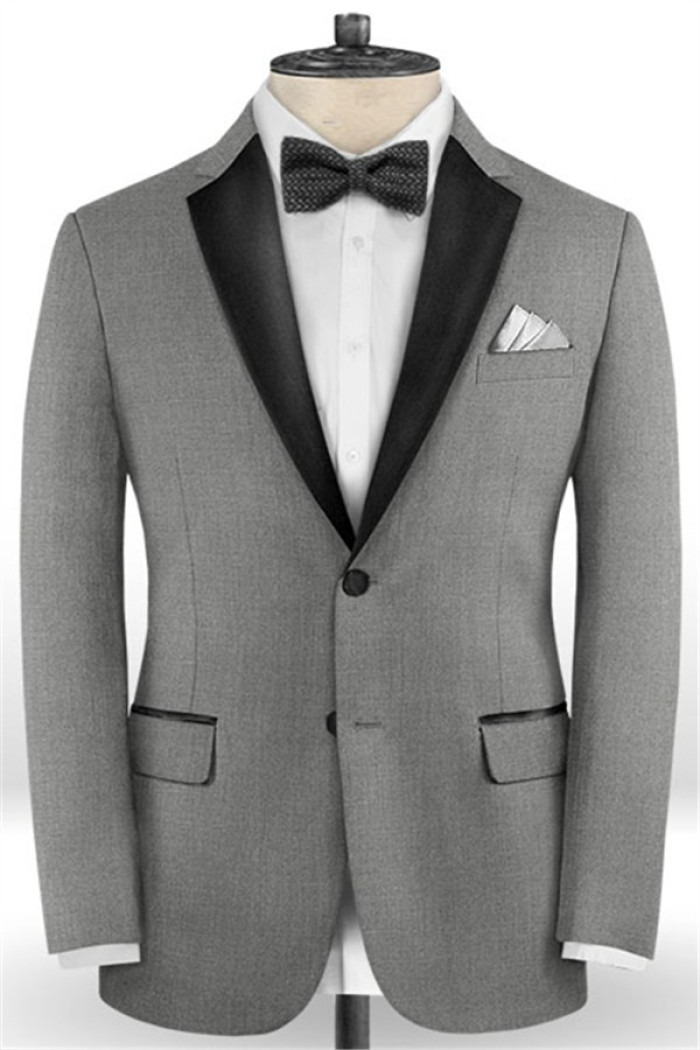 Elian Grey Two Pieces Business Suits | Stylish Men Suits with Notched Lapel