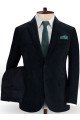 Nigel Navy Blue 2 Pieces Corduroy Tuxedo | Men Suits with Two Buttons