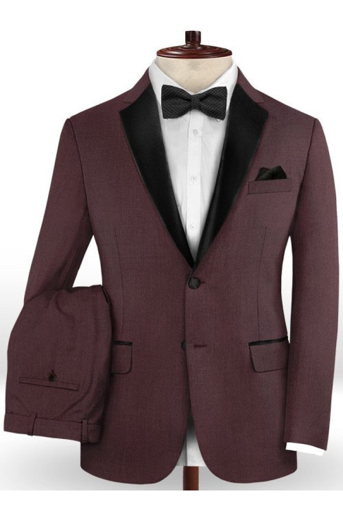 Sincere Burgundy Two Button Men Suit | 2 Pieces Business Men Wedding Suits