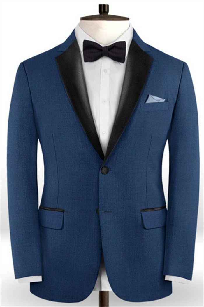 Dexter Slim Fit 2 Piece Blue Casual Prom Tuxedos | Groom Notched Lapel Business Suits