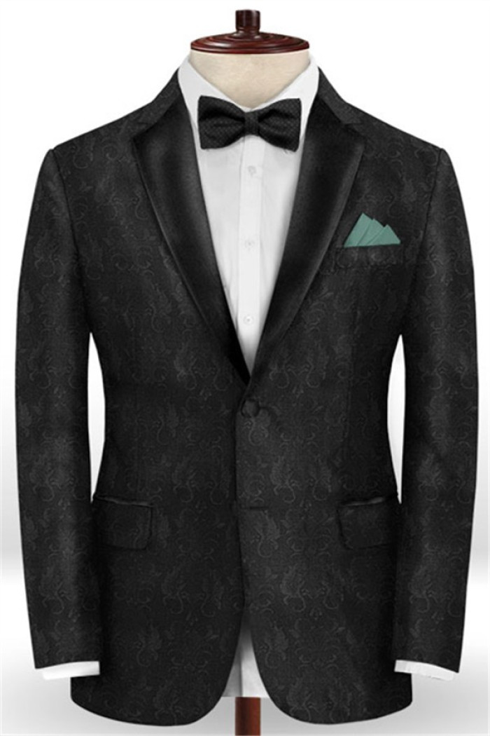 Darnell  Black Jacquard Prom Outfits Men Suits | Slim Fit Tuxedo with Two Pieces