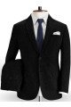 Deon Black Corduroy Bespoke Striped Business Men Suits with 2 Pieces