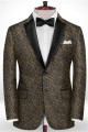 Gold Jacquard Prom Outfits Tuxedo | Two Pieces Notch Lapel Men Suits for Business