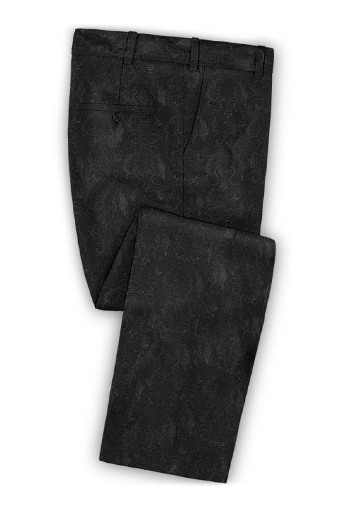Darnell  Black Jacquard Prom Outfits Men Suits | Slim Fit Tuxedo with Two Pieces