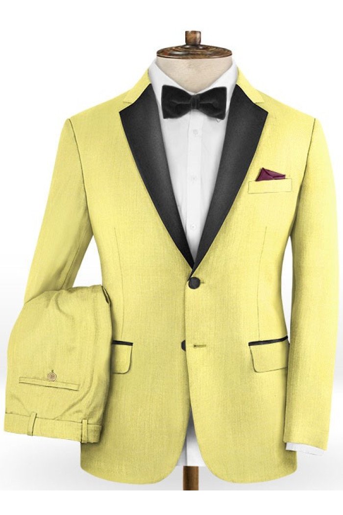 Finley Daffodil Prom Men Suits Two Pices with Black Lapel