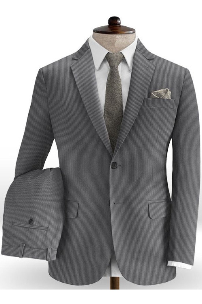Grey Fashion Men Suits with Two Pieces | Notched Laple Business Tuxedo