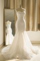 Sparkle Sweetheart White Sequins Appliques Mermaid Court Train Wedding Dresses
