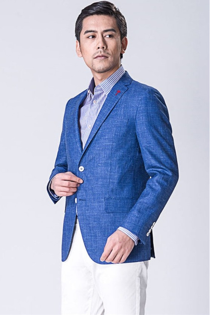 Blue Formal Business Jacket Blazer with Two Button
