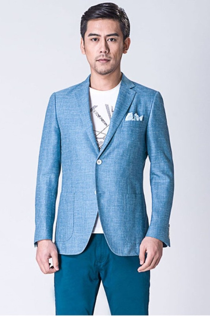 Stylish Blue Jacket | Notched Lapel Men Suit