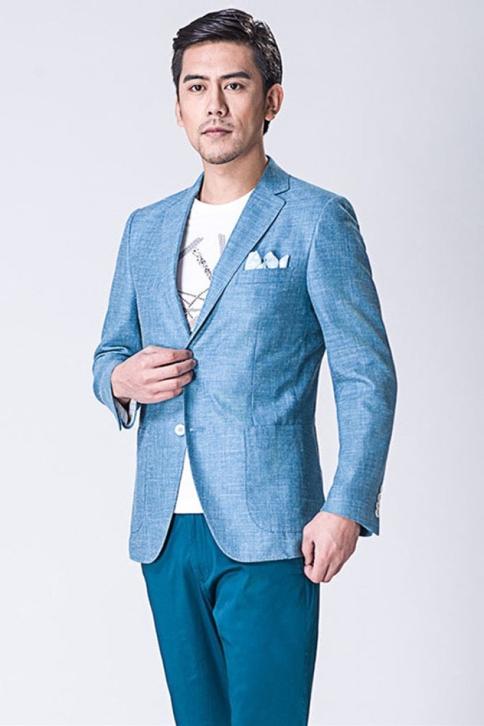 Stylish Blue Jacket | Notched Lapel Men Suit