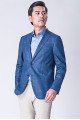 Fashion Peak Lapel Check Blazer | Blue Plaid Fit Jacket