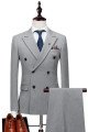 Nasir Silver Double Breasted Peaked Lapel Close Fitting Stylish Men Suits