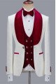 Sonny White Jacquard 3 Pieces Wedding Groom Men's Suits with Velvet Lapel