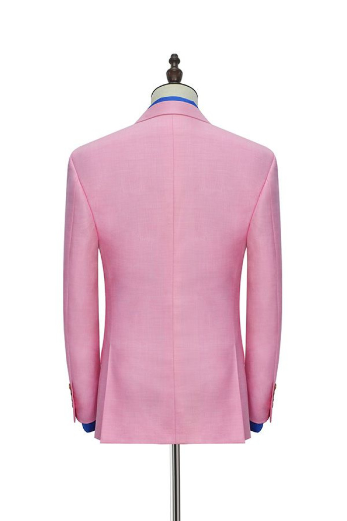 Candy Pink Three Slant Pockets Mens Suits | Fashion Business Suits for Office