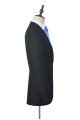 Classic Peak Lapel Plaid Two Button Black Mens Suits for Business
