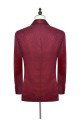 Luxury Burgundy Jacquard One Button Silk Shawl Lapel Mens Suits for Wedding and Prom