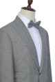 Small Plaid Grey Leisure Suits for Men | Peak Lapel One Button Mens Suits for Business