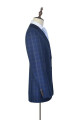 Check Pattern Blue Suits for Men | Notch Lapel Flap Pocket Plaid Mens Suits for Business