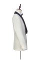 Velvet Shawl Collar White Wedding Tuxedos | Three Piece Wedding Suits with Burgundy Vest