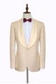 Noble Champagne Jacquard Wedding Tuxedos for Groom | Silk Shawl Lapel Prom Suits