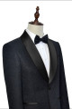 Classic Black Jacquard Wedding Tuxedo for Men | Shawl Lapel Silk One Button Wedding Suits