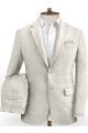 Ivory Linen Wedding Men Suits | Summer Beach Groom Tuxedo Bespoke