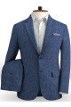 Keaton Navy Blue Linen Business Tuxedo | Slim Fit Stylish Men Suits