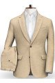 Tristian Champagne Formal Linen Business Suit | Casual Summer Beach Groom Blazer Tuxedo