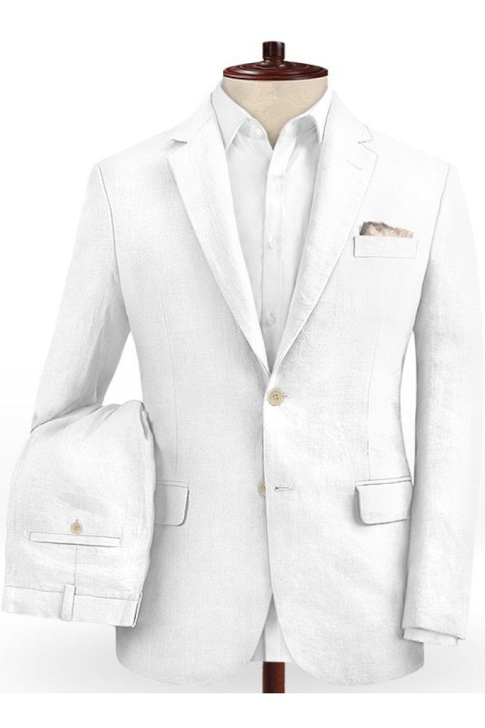 Jaydin Bespoke Summer White 2 Piece Linen Men Suit