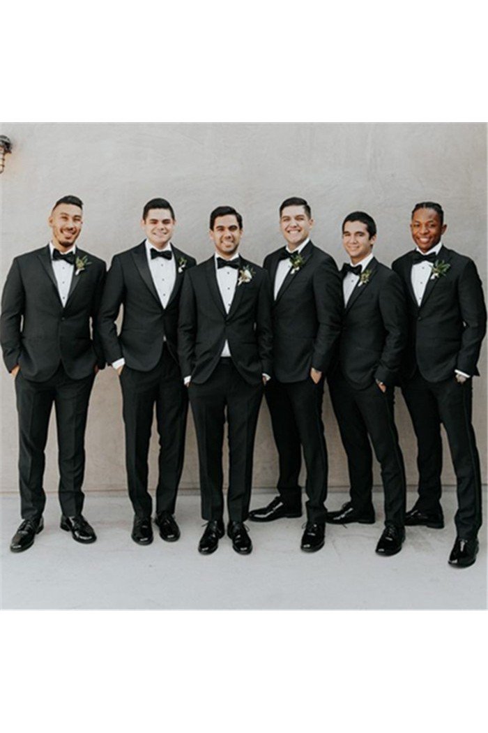 Hunter Handsome Black Peaked Lapel Bespoke Men Suits for Wedding
