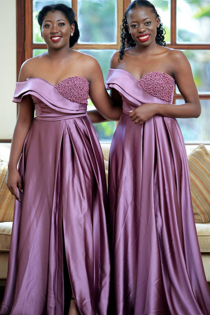 One-Shoulder Sexy Sweet Heart Liac Purple Beaded Long Prom Dresses With Split | Stylish Autumn Long beads Gowns One-Shoulder Sexy Sweet Heart Liac Purple Beaded Long Prom Dresses With Split | Stylish Autumn Long beads Gowns