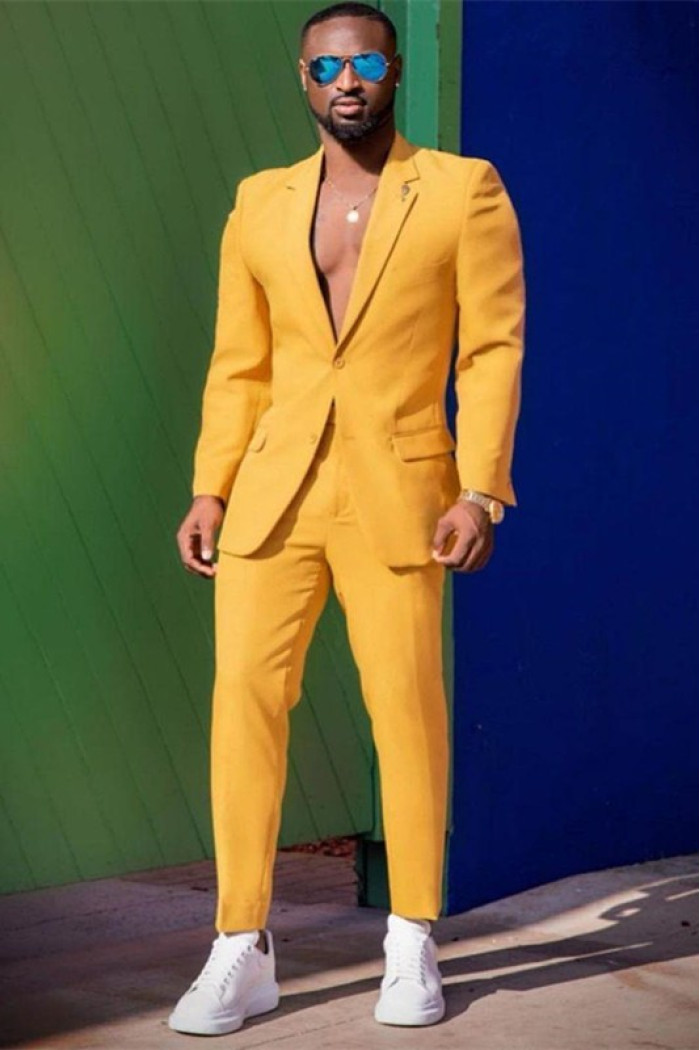 Glenn Yellow Notched Lapel Chic Prom Outfits for Men