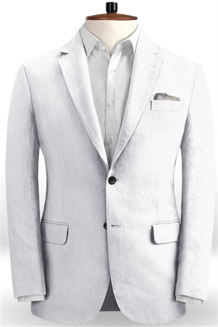 Messiah White Linen Beach Business Suits | Fashion Groom Wedding Tuxedos