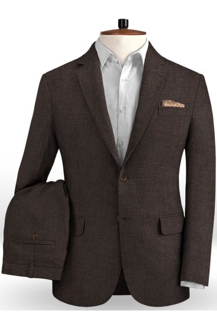 Jasiah Brown Slim Fit Tuxedo | Two Pieces Linen Business Men Suits