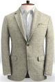 Randall Summer Khaki Linen Men Suits | Casual Groom Groomsmen Blazers Tuxedos