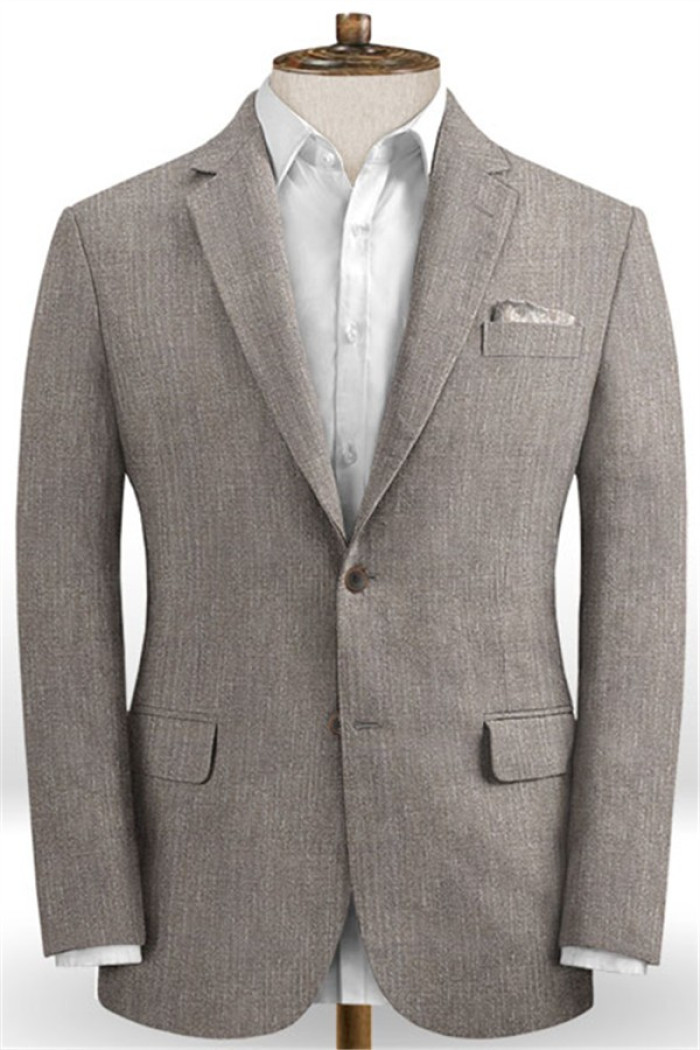 Junior Light Gray Linen Suit For Prom Dinner Suits Casual Style