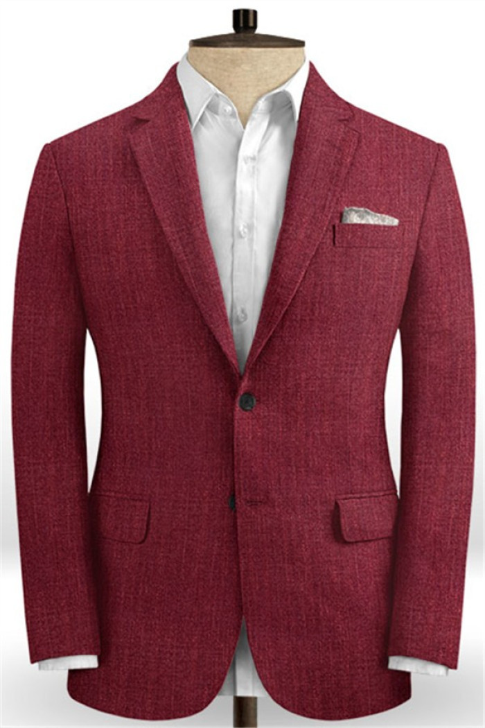 Elisha Fashion Red Men Suit Blazer With Two Buttons | Latest Linen Prom Party Tuxedo