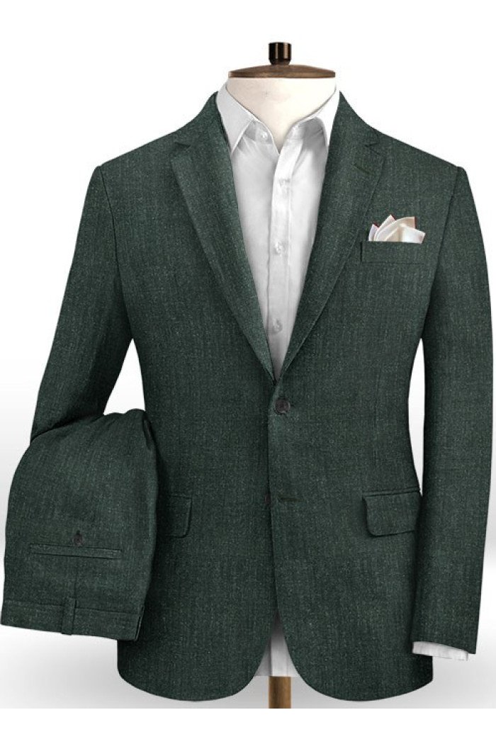 Albert Cool Fashion Green Linen Men Suit | Slim Fit Business Suits