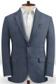 Alexzander Navy Blue Spring Summer Linen Tuxedo | Bespoke 2 Pieces Wedding Men Suits